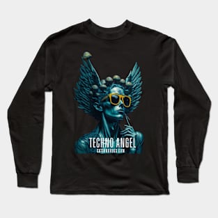 Techno T-Shirt - Techno Angel - Catsondrugs.com - Techno, rave, edm, festival, techno, trippy, music, 90s rave, psychedelic, party, trance, rave music, rave krispies, rave flyer T-Shirt Long Sleeve T-Shirt